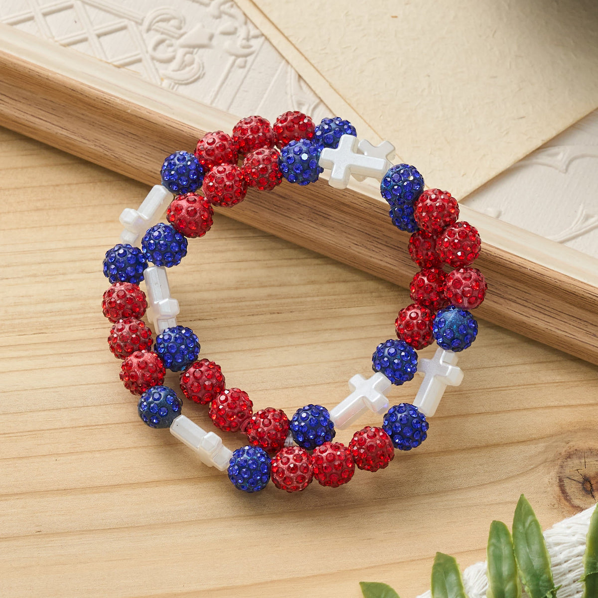 All-Day Wear Discoball Bling Baseball Beaded Cross Cross Bracelet: Symbol of Steady Sacred Light