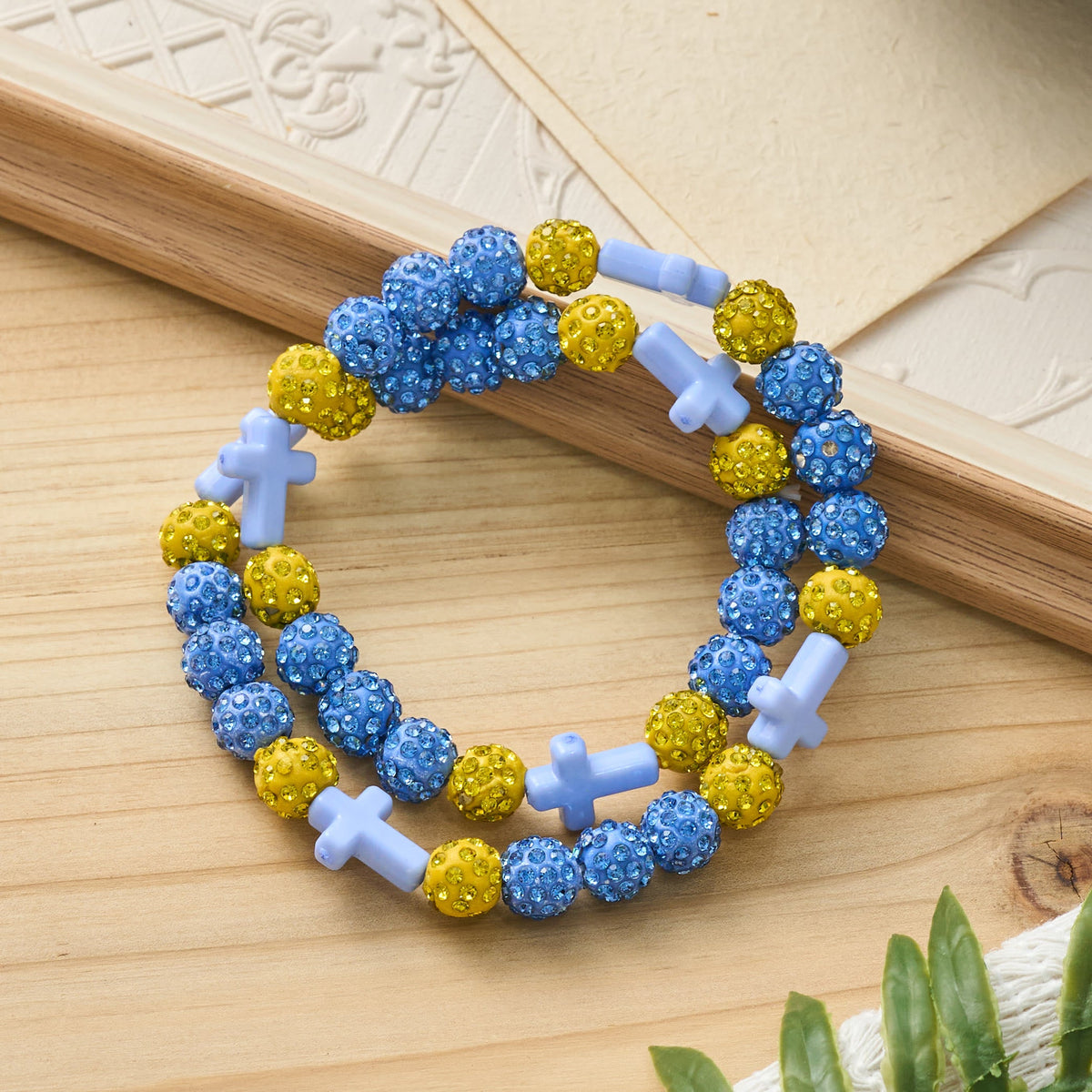 All-Day Wear Discoball Bling Baseball Beaded Cross Cross Bracelet: Symbol of Steady Sacred Light