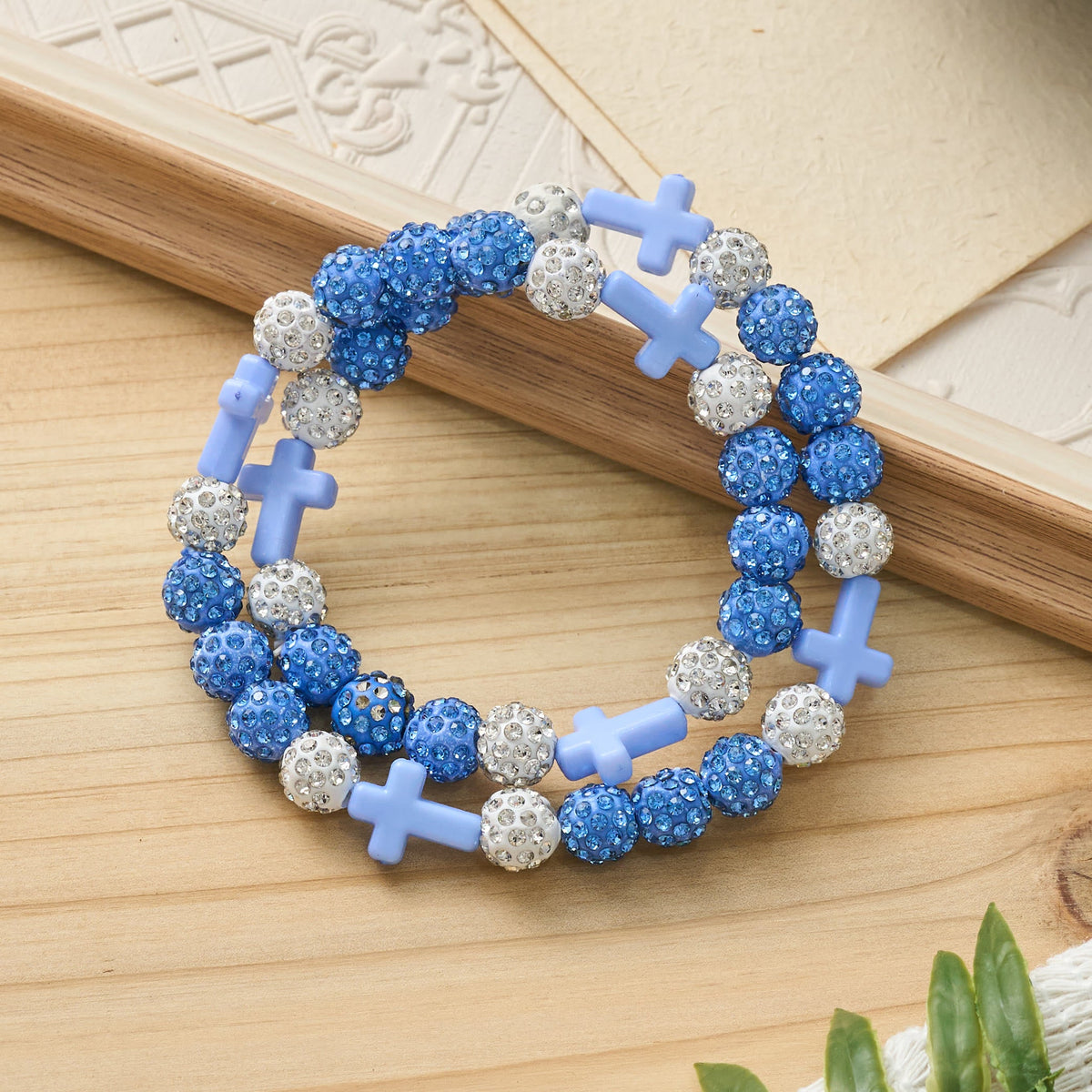 All-Day Wear Discoball Bling Baseball Beaded Cross Cross Bracelet: Symbol of Steady Sacred Light