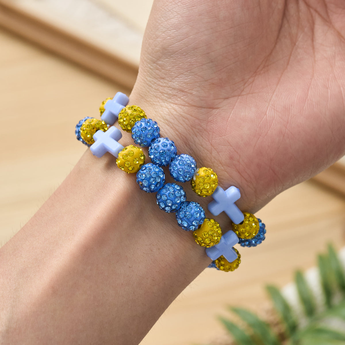 All-Day Wear Discoball Bling Baseball Beaded Cross Cross Bracelet: Symbol of Steady Sacred Light
