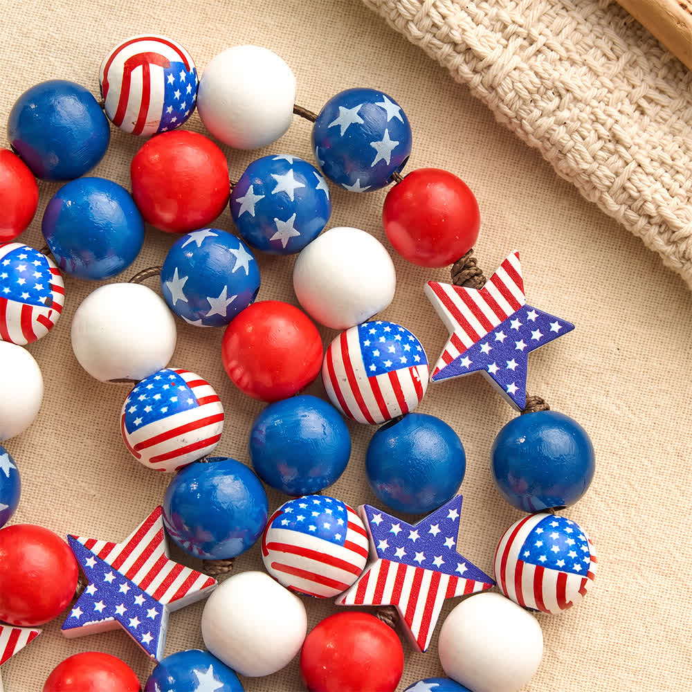 Two-Style Patriotic American Flag Cross Rosary with Red White Blue Stars & Stripes Beads