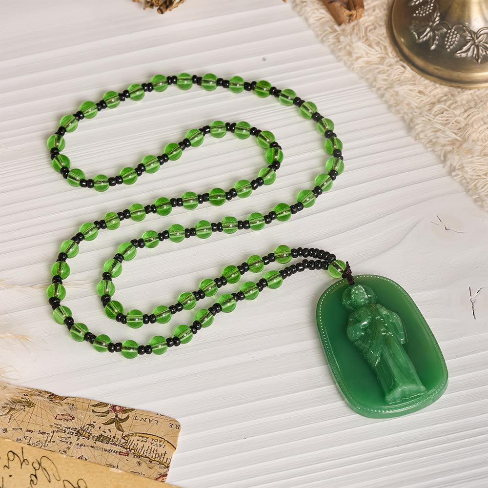 Relief‑Molded Holy Portrait Beaded Necklace: Token of Serene Divine Solace for Daily Devotion