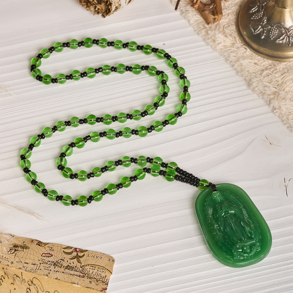 Relief‑Molded Holy Portrait Beaded Necklace: Token of Serene Divine Solace for Daily Devotion
