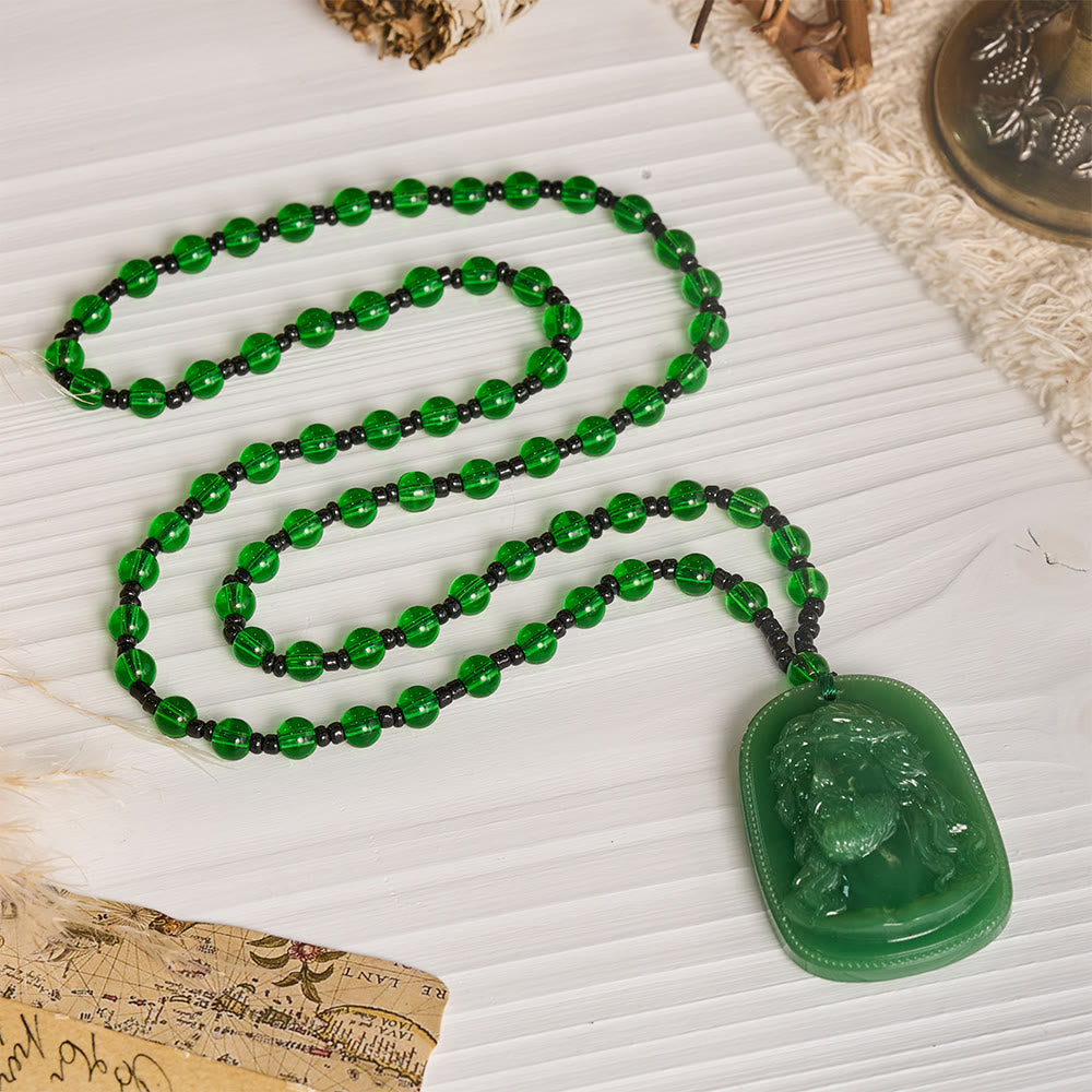 Relief‑Molded Holy Portrait Beaded Necklace: Token of Serene Divine Solace for Daily Devotion