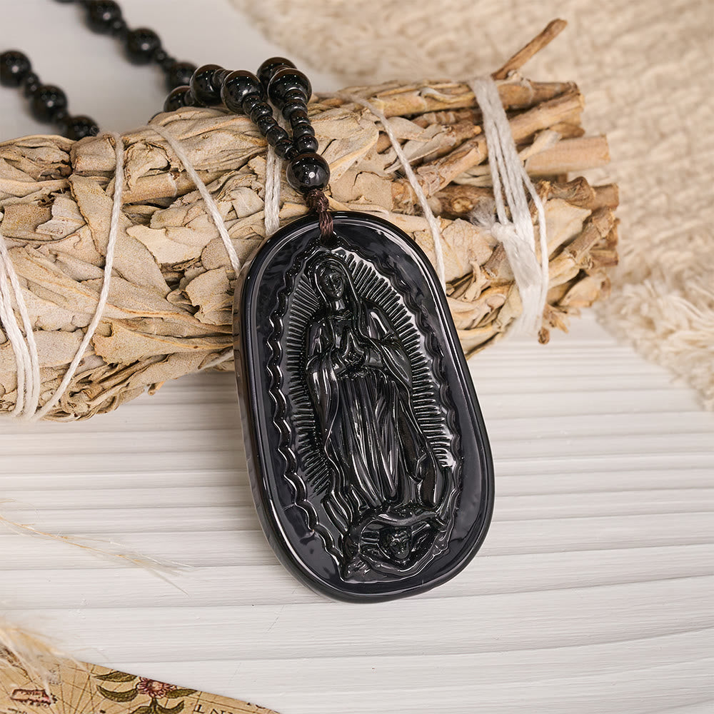 Relief‑Molded Holy Portrait Beaded Necklace: Token of Serene Divine Solace for Daily Devotion