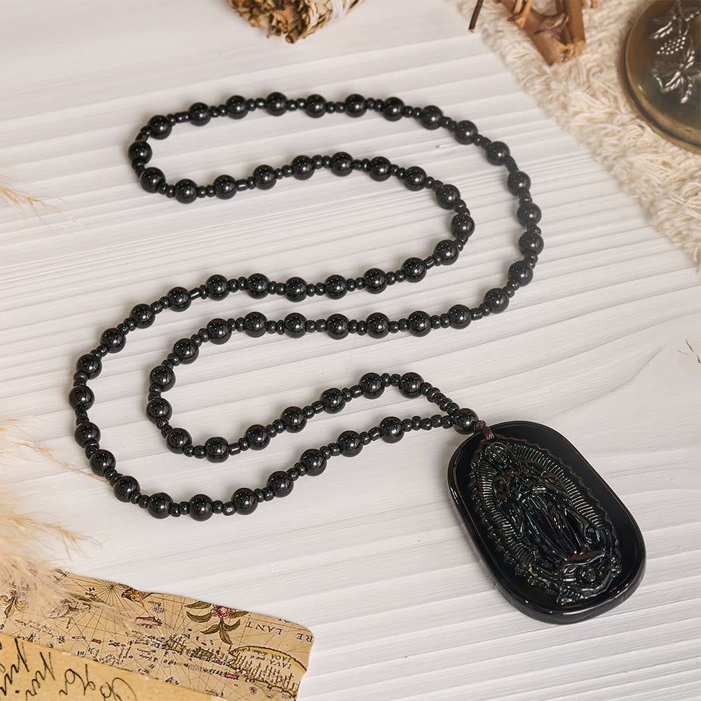 Relief‑Molded Holy Portrait Beaded Necklace: Token of Serene Divine Solace for Daily Devotion