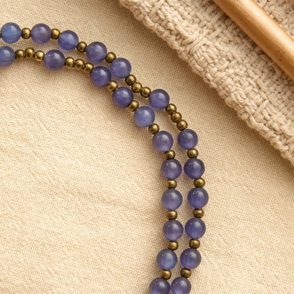 Lustrous Purple Cat’s Eye Rosary Bracelet: Bearer of Soft Heavenly Blessings