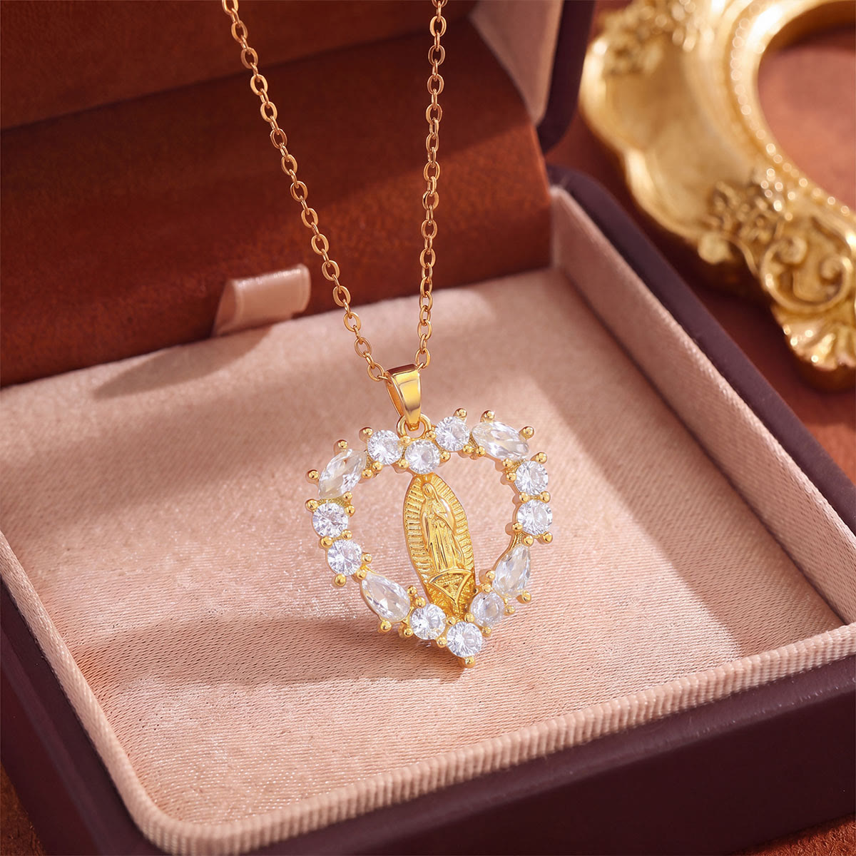 Crystal Halo Holy Maiden Medallion Necklace: Emblem of Gentle Heavenly Protectione