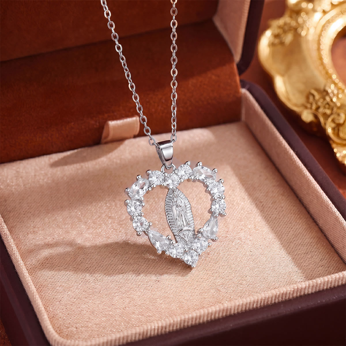 Crystal Halo Holy Maiden Medallion Necklace: Emblem of Gentle Heavenly Protectione