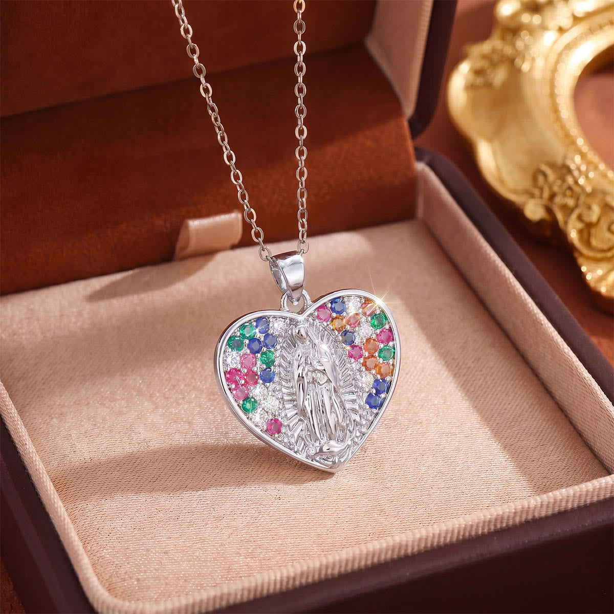 Crystal Halo Holy Maiden Medallion Necklace: Emblem of Gentle Heavenly Protectione