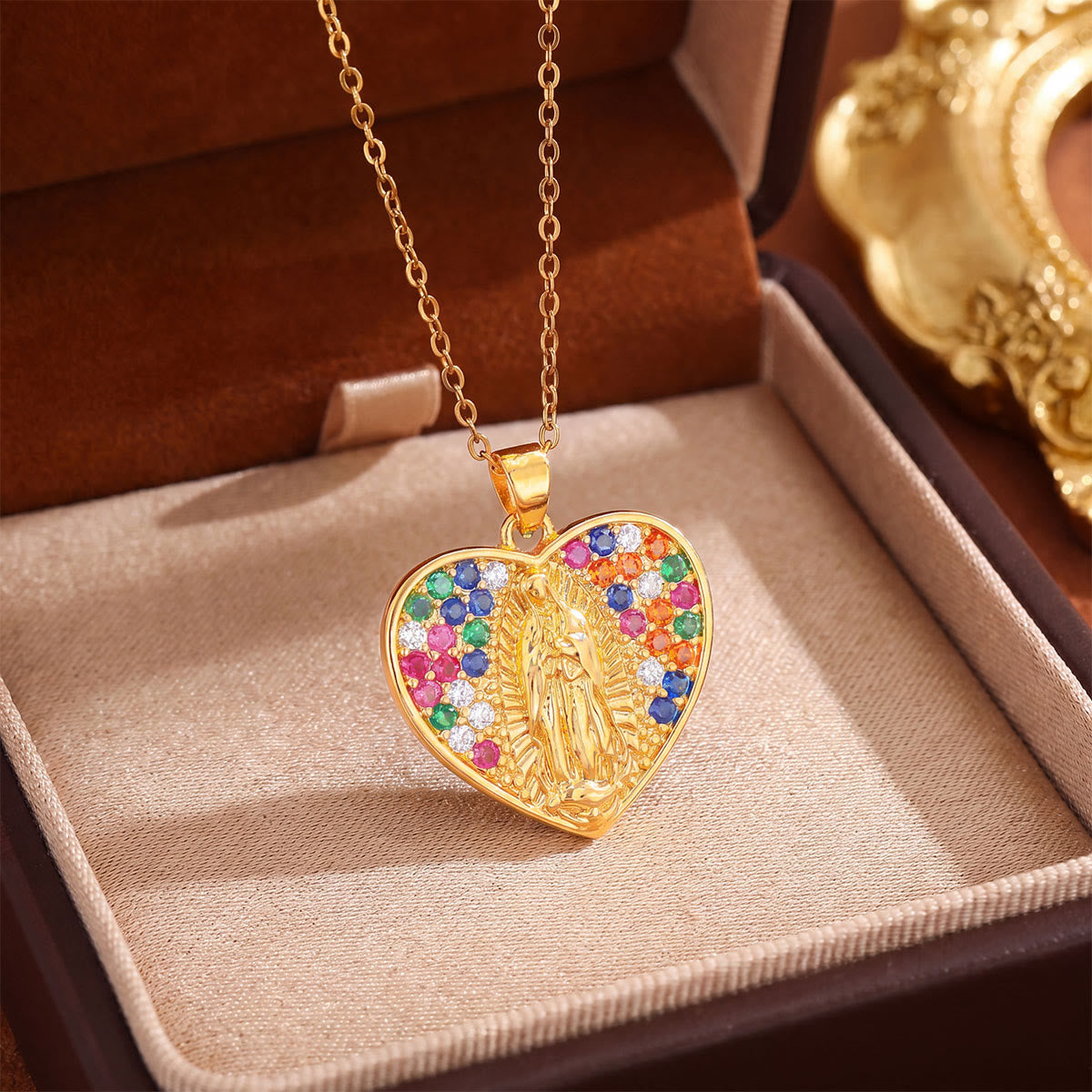 Crystal Halo Holy Maiden Medallion Necklace: Emblem of Gentle Heavenly Protectione