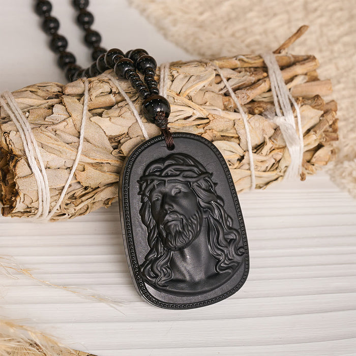 Relief‑Molded Holy Portrait Beaded Necklace: Token of Serene Divine Solace for Daily Devotion