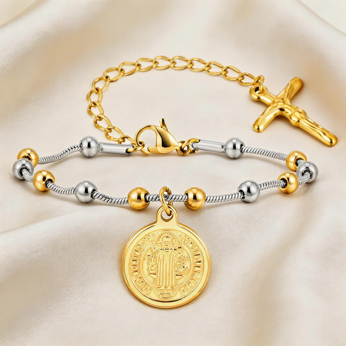 Textured Bead‑Chain Medal Bracelet: Token of Sustained Inner Fortitude