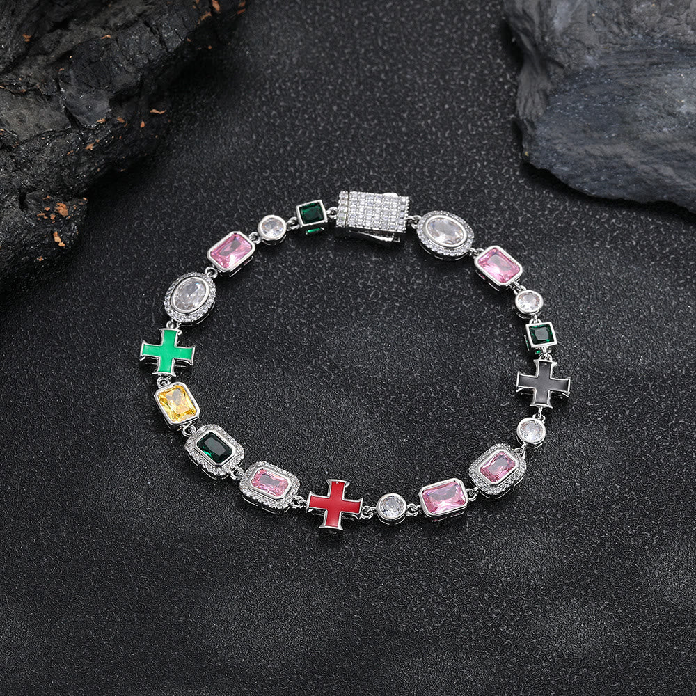 Ornate Multi‑Stone Cross Interlocking Chain: Token of Abiding Watchful Safeguard