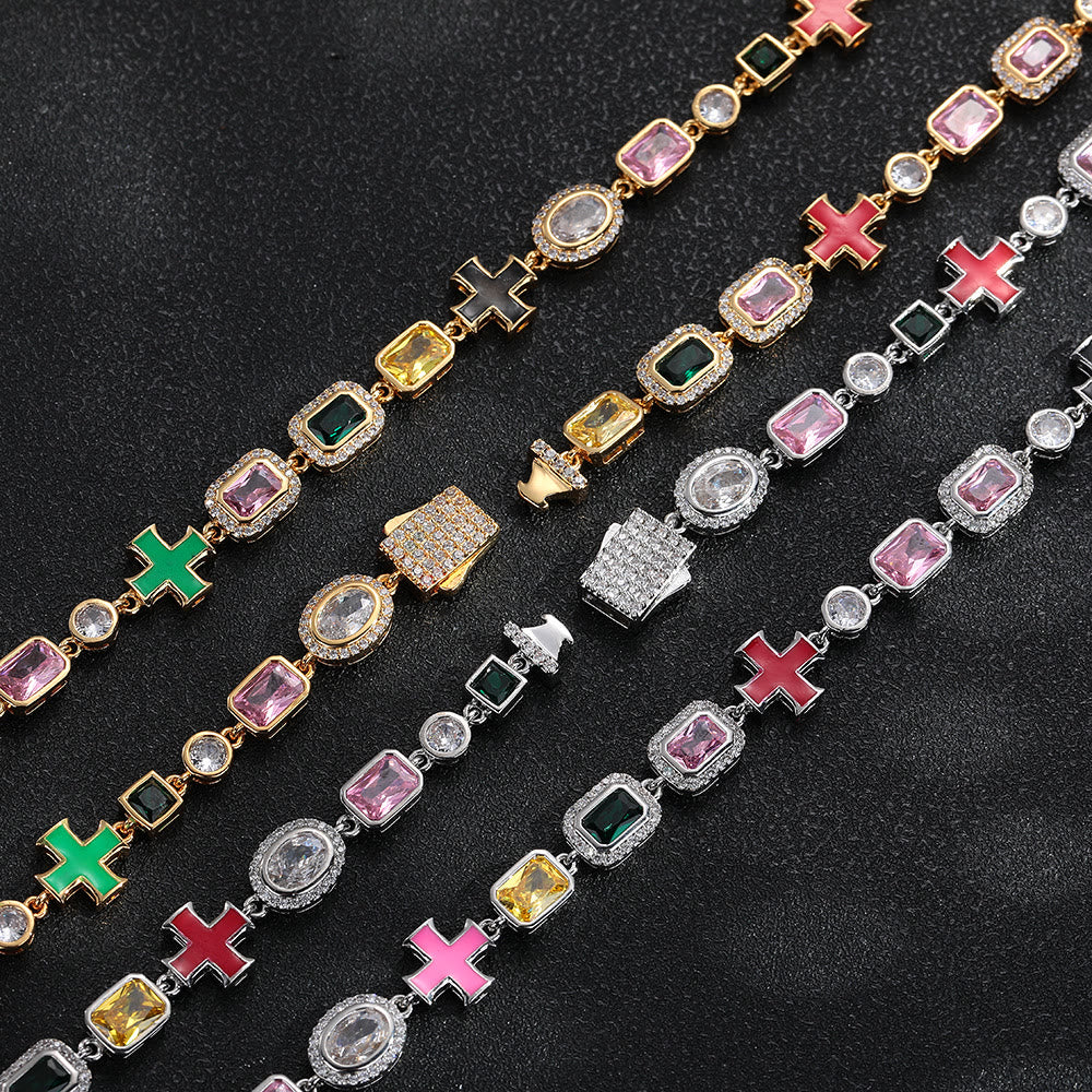 Ornate Multi‑Stone Cross Interlocking Chain: Token of Abiding Watchful Safeguard