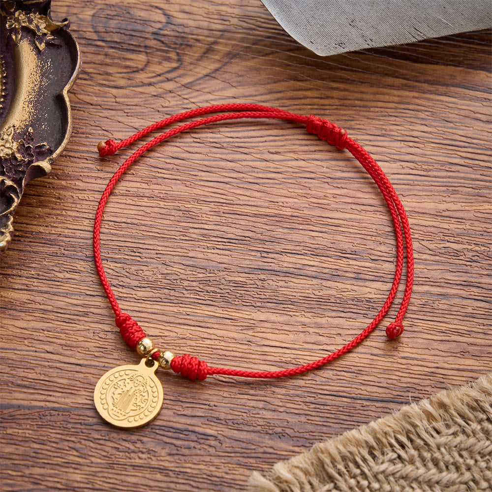 Figure‑Embossed Medal Woven Bracelet: Wearable Keepsake Of Timeless Heavenly Grace