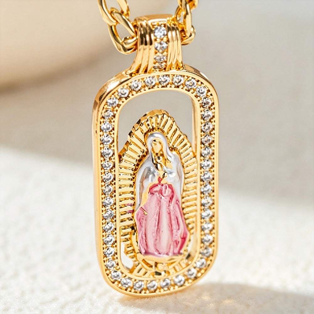 Guadalupe Radiant Halo Pendant Necklace: Emblem of Gentle Heavenly Blessing