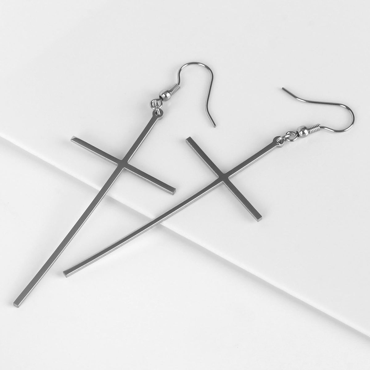 Slim Long Cross Dangle Earrings: Symbol of Quiet Sacred Serenity