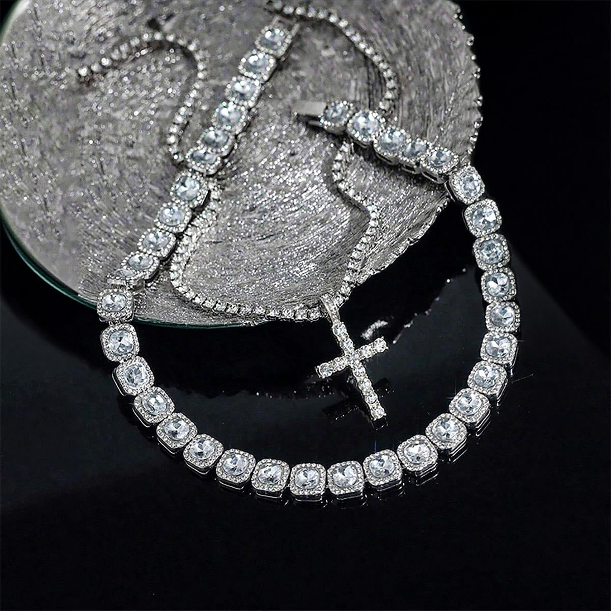 Dual Layer Iced Out Cross Necklace: Emblem of Radiant Heavenly Blessing