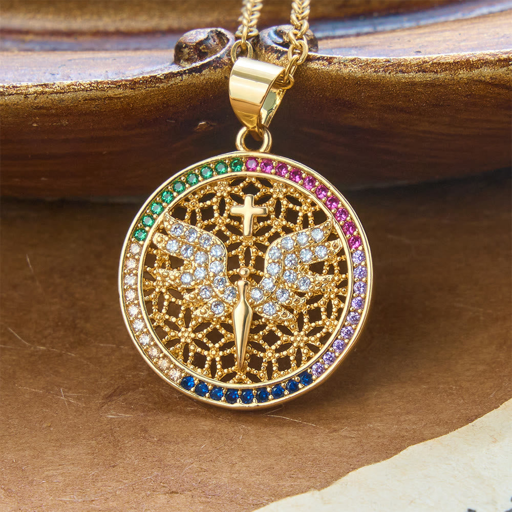 Hollow Holy Spirit Dove Medallion Necklace: Symbol of Pure Celestial Serenity