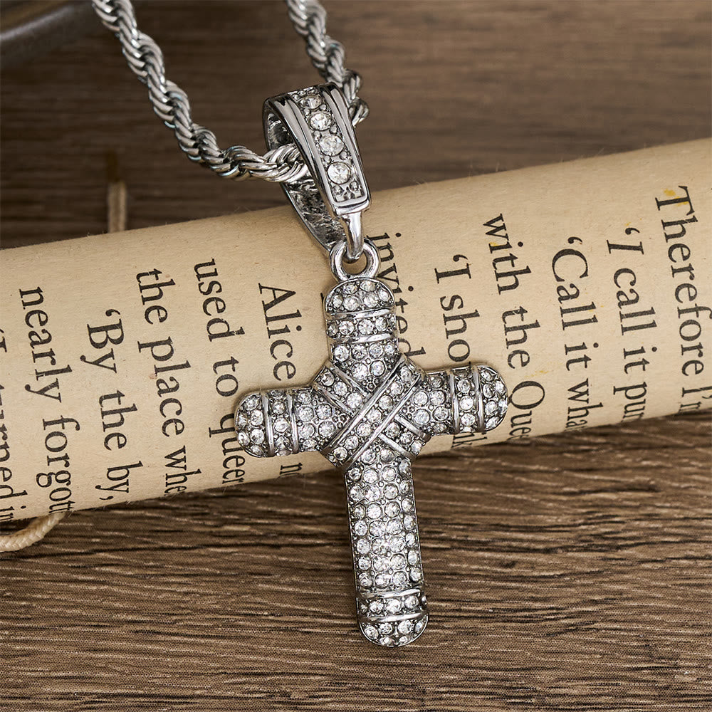 Iced Out Rope Chain Cross Necklace: Emblem of Timeless Heavenly Grace