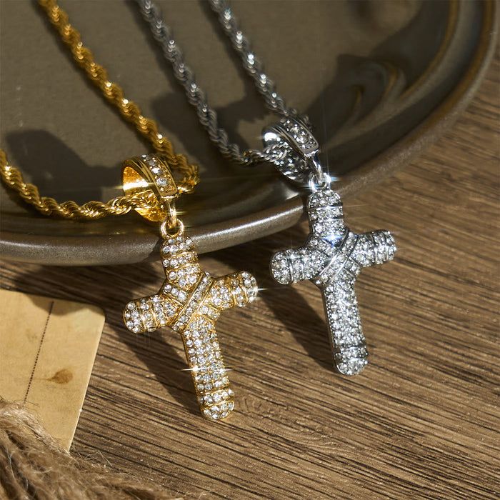 Iced Out Rope Chain Cross Necklace: Emblem of Timeless Heavenly Grace