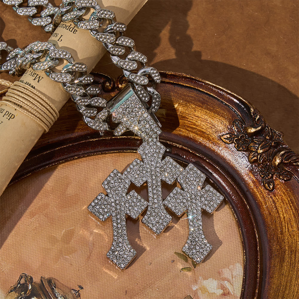 Bold Bling Triple Cross Cuban Chain: Sign of Radiant Celestial Shelter