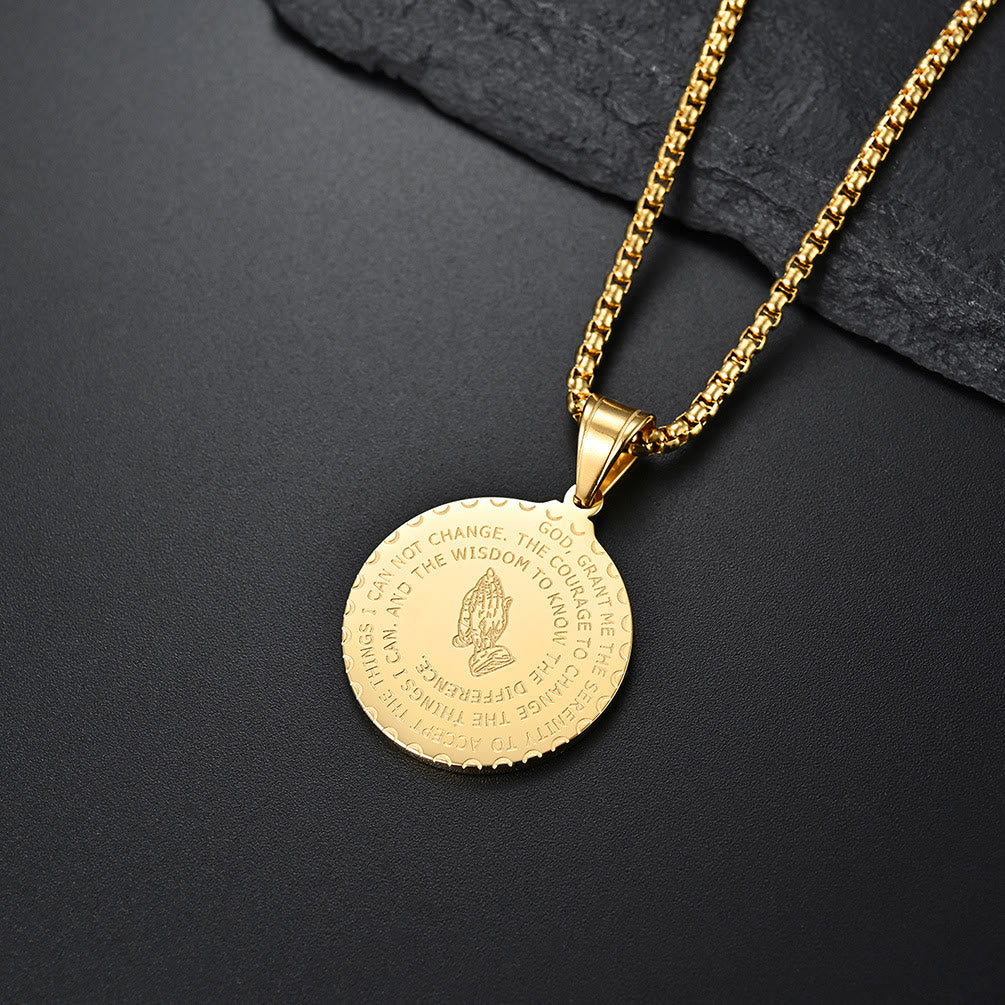 Polished Praying Hand Serenity Prayer Chain: Sign of Steadfast Celestial Solace