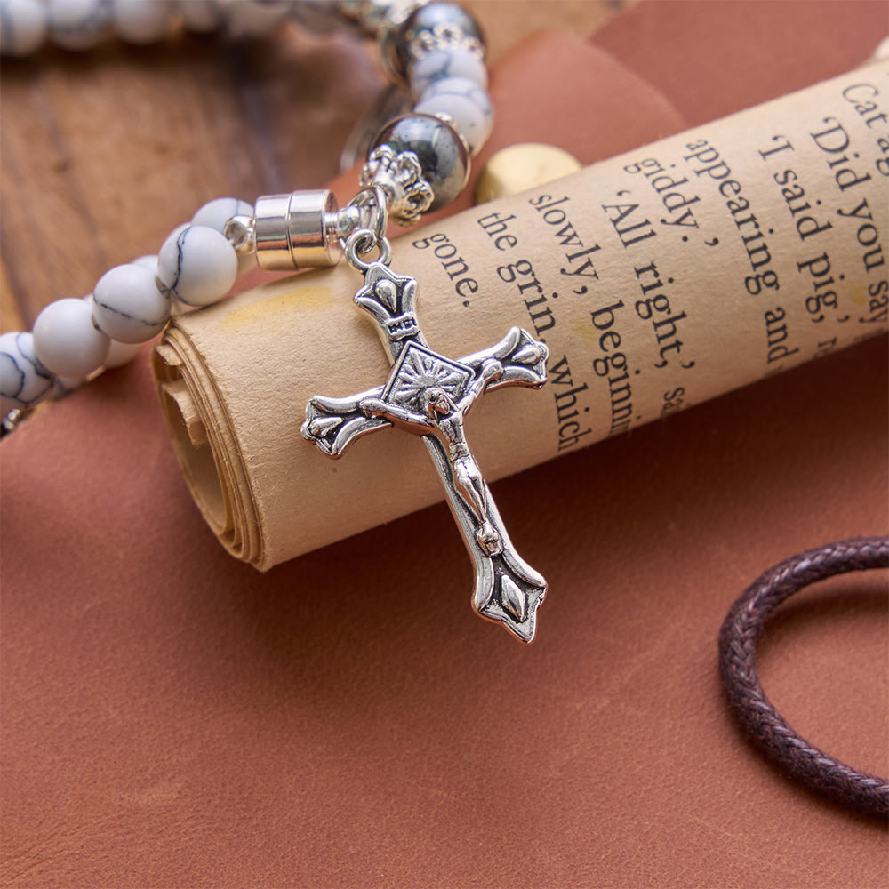 Saint Benedict & Miraculous Crystal Crucifix Bracelet: Bearer of Sacred Strength