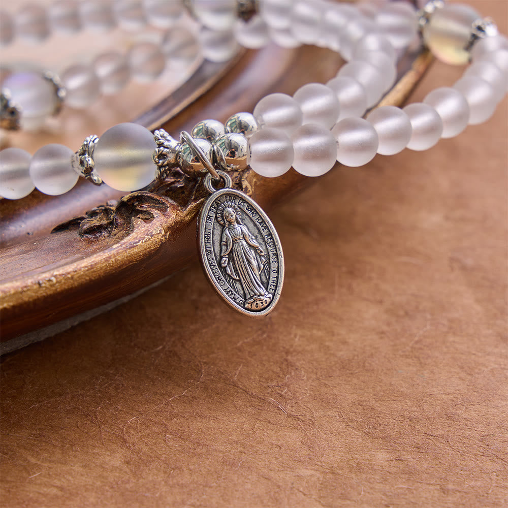 Saint Benedict & Miraculous Crystal Crucifix Bracelet: Bearer of Sacred Strength