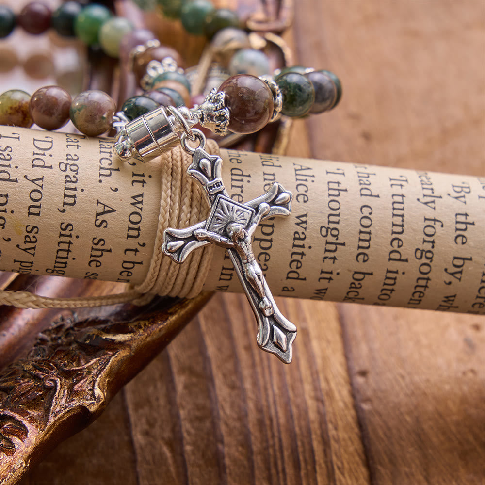 Saint Benedict & Miraculous Crystal Crucifix Bracelet: Bearer of Sacred Strength