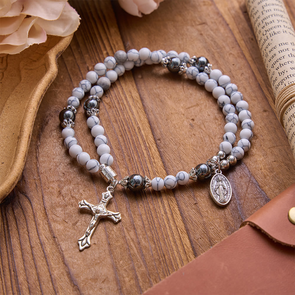 Saint Benedict & Miraculous Crystal Crucifix Bracelet: Bearer of Sacred Strength