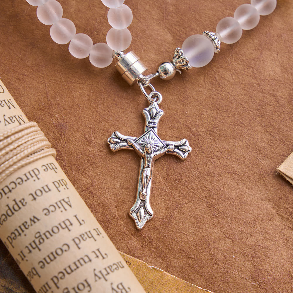 Saint Benedict & Miraculous Crystal Crucifix Bracelet: Bearer of Sacred Strength