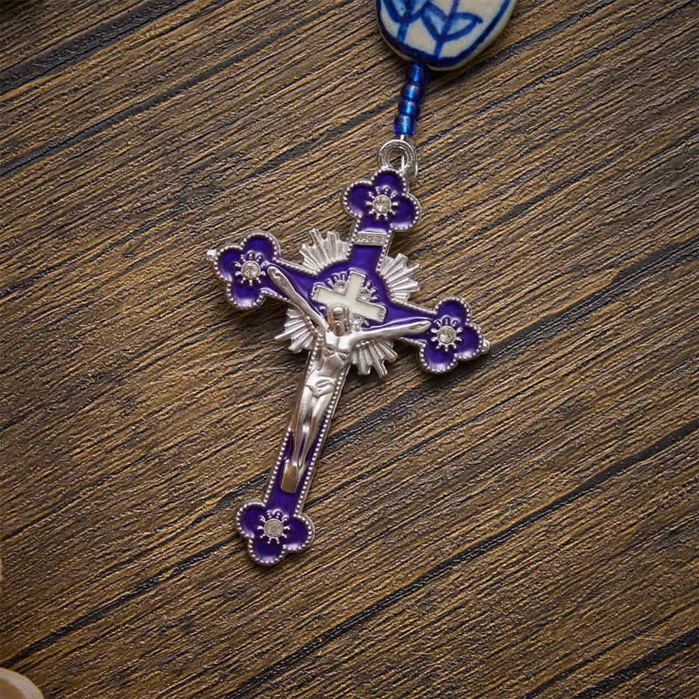 Our Lady of Aparecida Blue‑White Porcelain Rosary: Keepsake for Solemn Prayer Observance