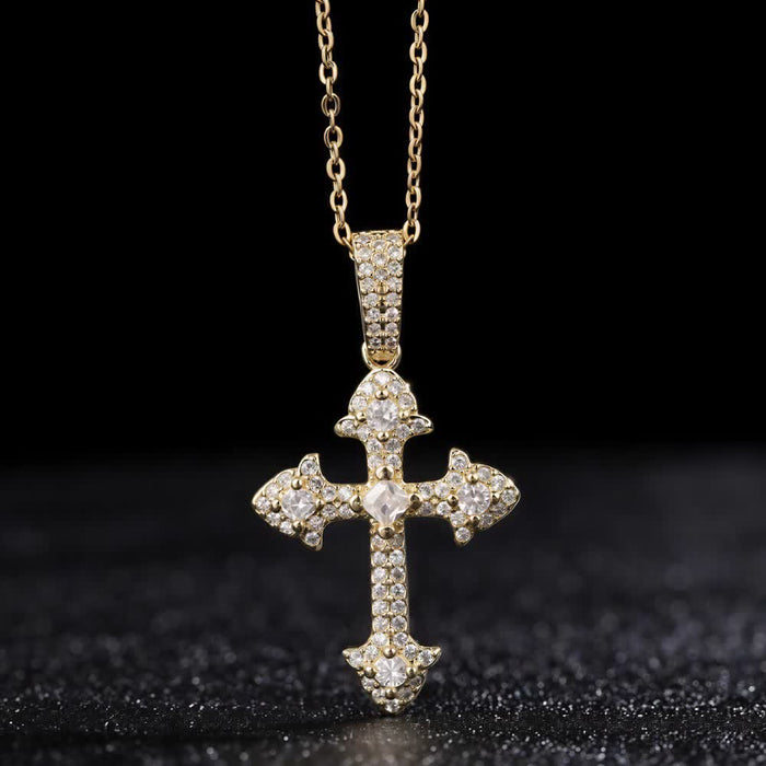Sparkling Pavé‑Set Cross Pendant Necklace: Token Of Noble Divine Shelter