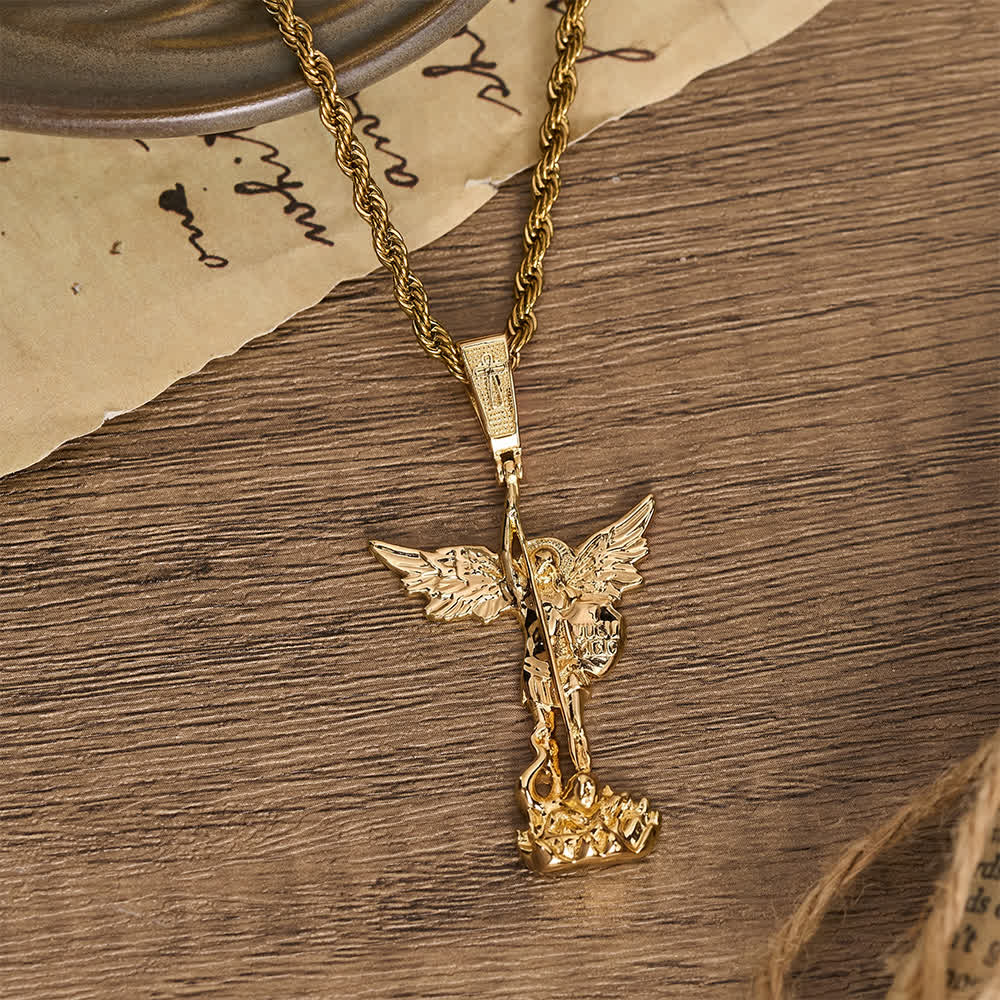Ornate 3D‑Cast St. Michael Character Chain: Symbol Of Unwavering Heavenly Valor