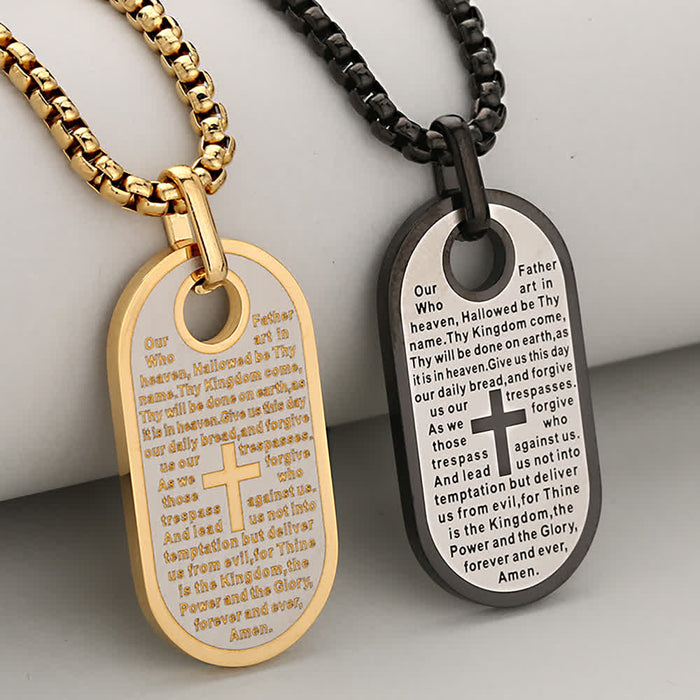 Scripture Etched Dog Tag Chain With Cross Token Of Sincere Divine Comfort