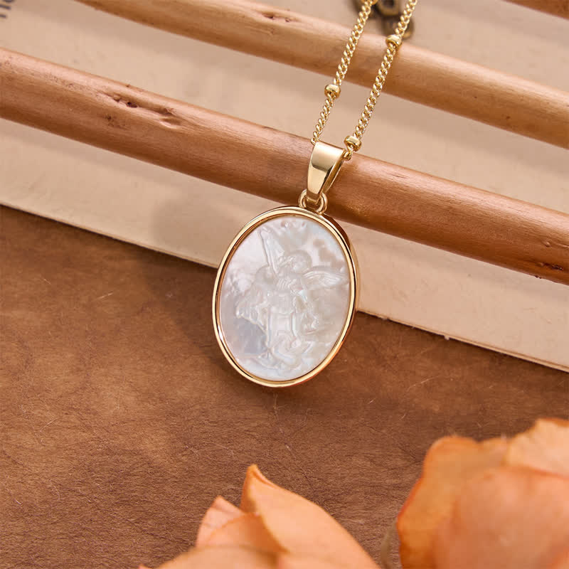 Natural White Pearl Saint Necklace: Sacred Heart, Jesus, Our Lady & St. Michael