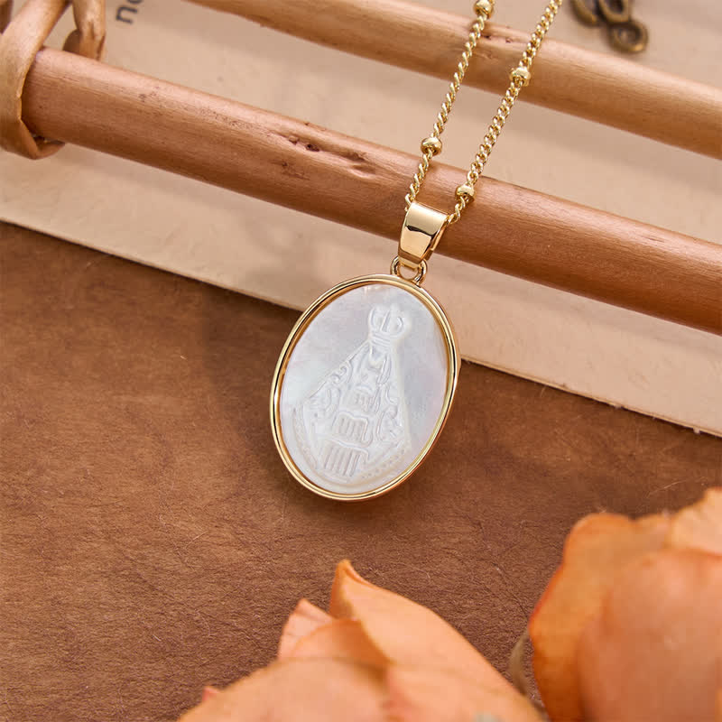 Natural White Pearl Saint Necklace: Sacred Heart, Jesus, Our Lady & St. Michael