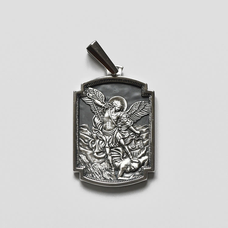 Sterling Silver St. Michael Scripture Pendant: Token of Holy Defence
