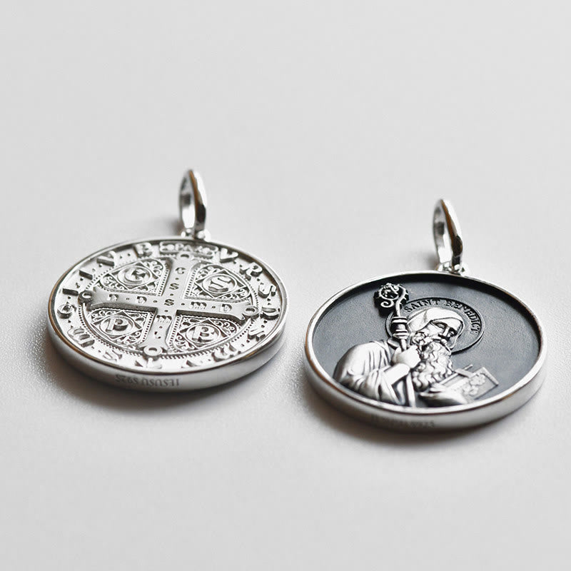 High‑Relief St. Benedict Portrait Medal Necklace: Sign Of Divine Fortification
