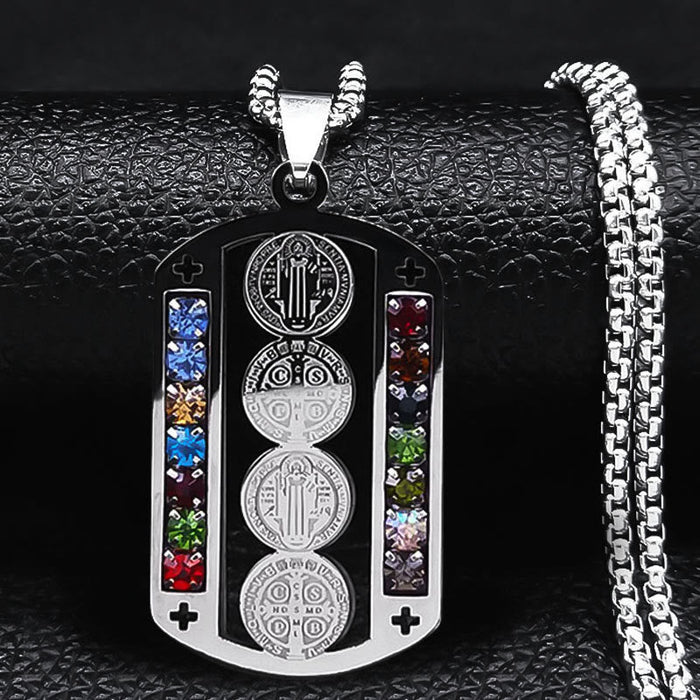 Polished St. Benedict Medallion Necklace: Token Of Soothing Daily Spiritual Calm