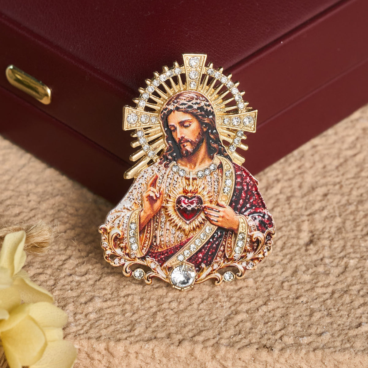 Detailed Zinc Alloy Holy Figure Brooch: Symbol Of Calm Everlasting Grace