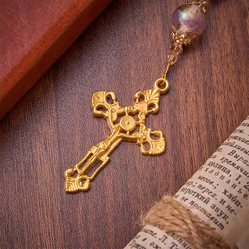 Ocean Blue Crackle Glass Holy Spirit Rosary: Sign of Quiet Heavenly Blessing