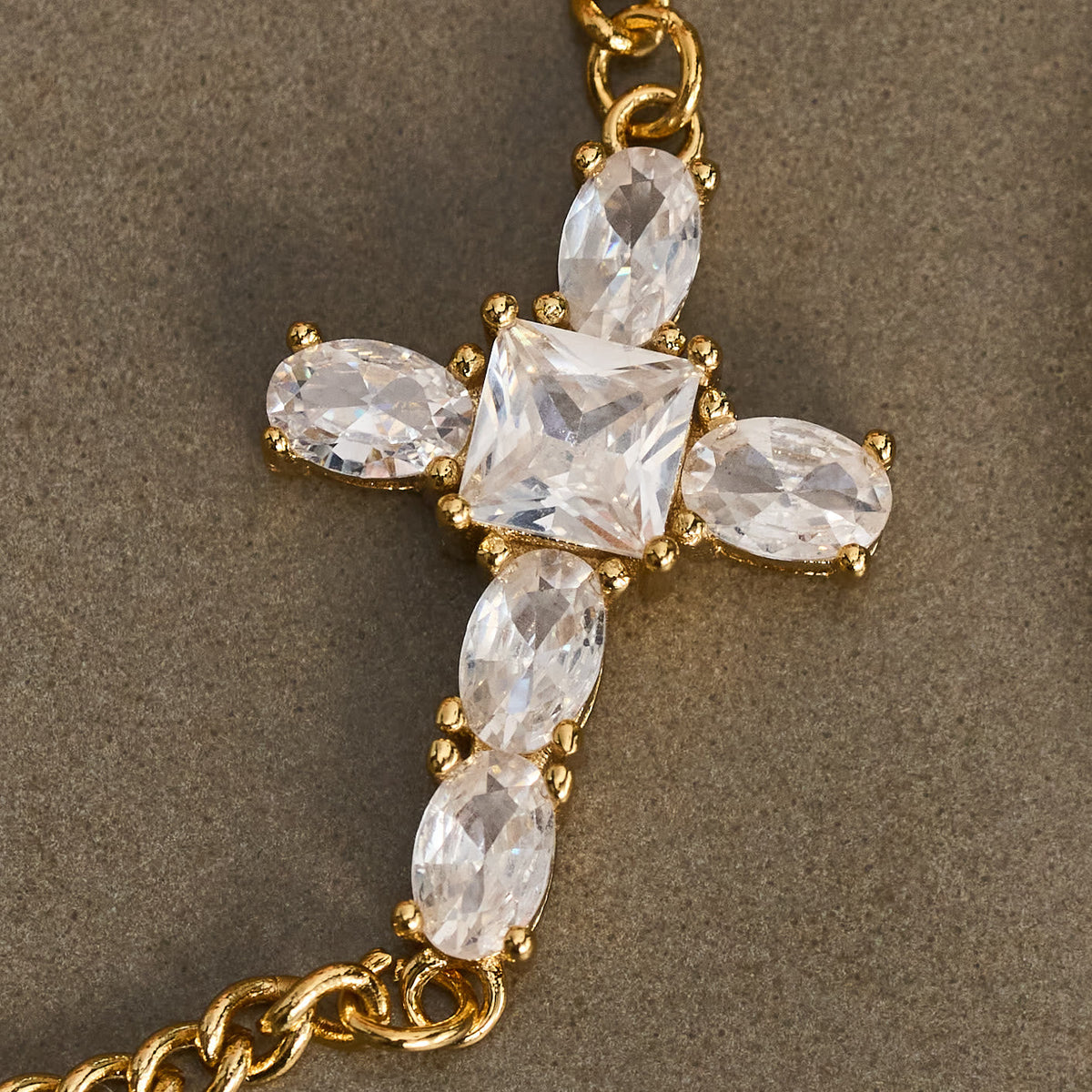 Faceted Crystal Cross Statement Bracelet: Symbol Of Calm Everlasting Peace