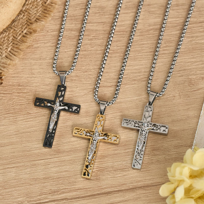 Openwork Corpus Crucifix Pendant Necklace: Token Of Abiding Divine Mercy
