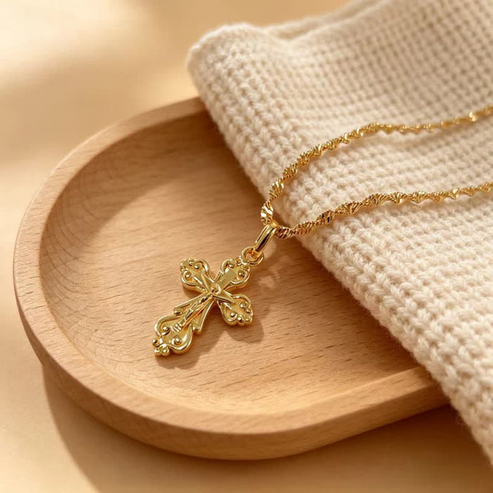 Sacred Filigree Cross Copper Necklace: Symbol of Calm Abiding Peace