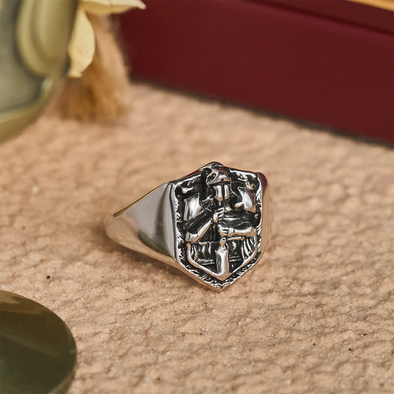 Deep Carved Holy Knight Signet Ring: Token of Divine Shelte