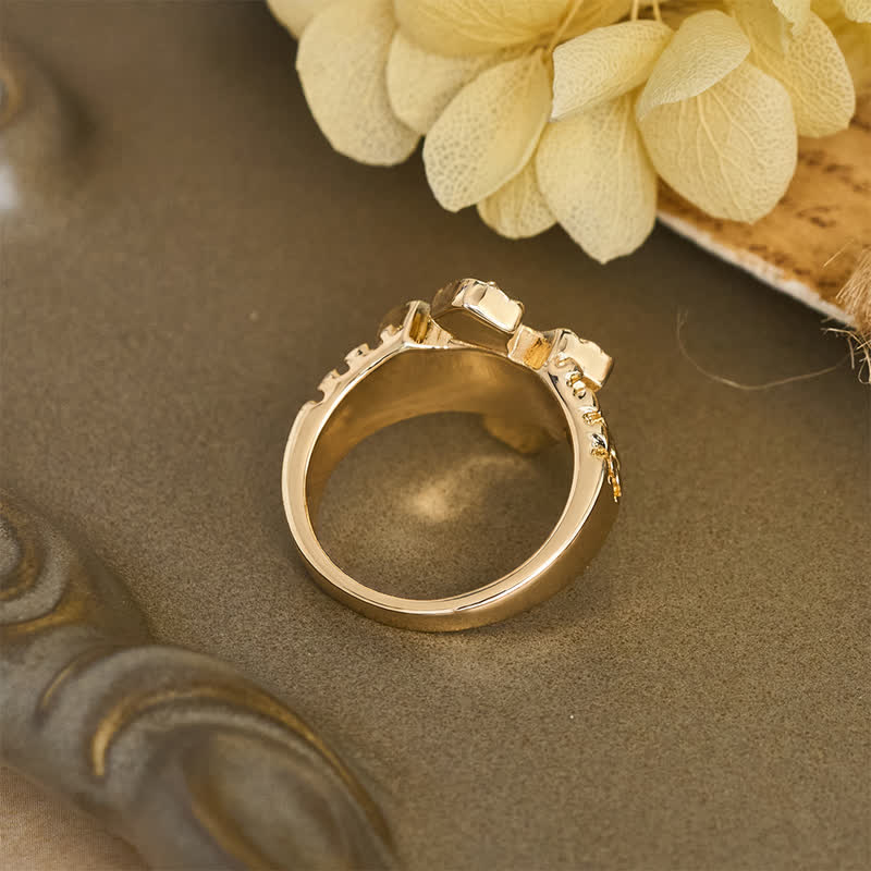 Raised Hammered Cross Stainless Steel Ring: Token of Divine Shelter