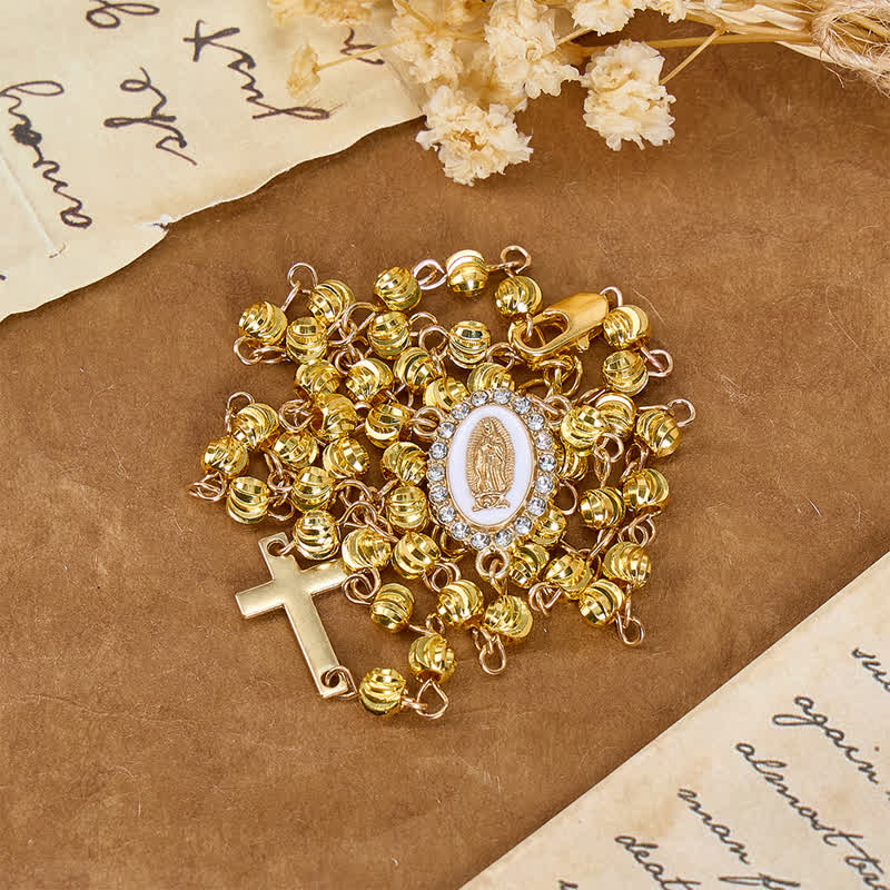 Sacred Our Lady Medallion Beaded Chain: Symbol of Calm Abiding Peace